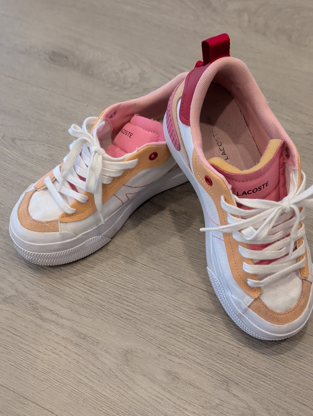 Lacoste Pink and Peach Women's Low-Top Sneakers